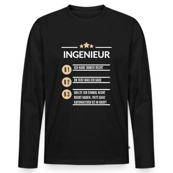 Ingenieur Ich hab immer Recht Ingenieure Spruch - Männer Premium Bio Langarmshirt - Schwarz - Vorne - Nico (187cm)