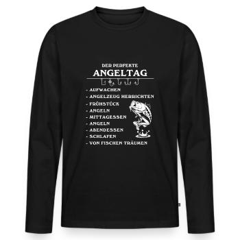 Angeltag Angler Fischer Angeln Fischen Fisch - Männer Premium Bio Langarmshirt - Schwarz - Vorne - Nico (187cm)