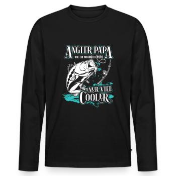 Angler Papa Angeln Angelfan Fischer Fischen Vater - Männer Premium Bio Langarmshirt - Schwarz - Vorne - Nico (187cm)