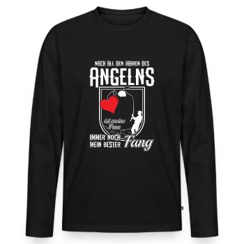 Mein Bester Fang Angler Angeln Fischen Spruch - Männer Premium Bio Langarmshirt - Schwarz - Vorne - Nico (187cm)