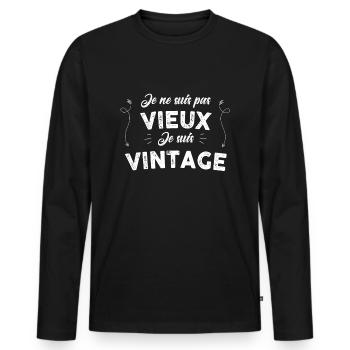 Je Ne Suis Pas Vieux Je Suis Vintage - T-shirt manches longues Premium bio Homme - noir - Devant - Nico (187cm)