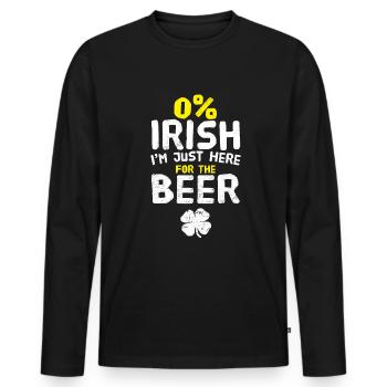 0% Irish Just Here For the Beer St. Patrick's Day - Men's Premium Organic Long Sleeve Shirt - black - Front - Nico (187cm)