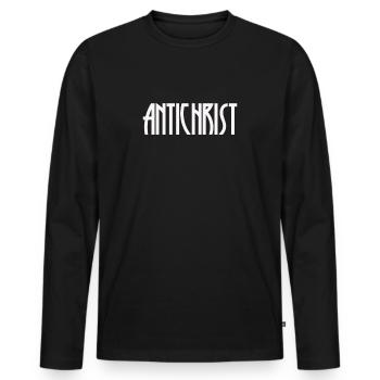 Antichrist Pagan runes scripture gift for men - Men's Premium Organic Long Sleeve Shirt - black - Front - Nico (187cm)