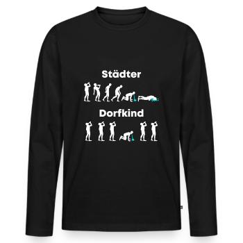 Stadt Dorf Stadtkind vs. Dorfkind Saufen Säufer - Männer Premium Bio Langarmshirt - Schwarz - Vorne - Nico (187cm)
