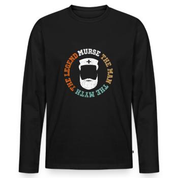 Murse The Man The Myth The Legend (Male Nurse) - T-shirt manches longues Premium bio Homme - noir - Devant - Nico (187cm)