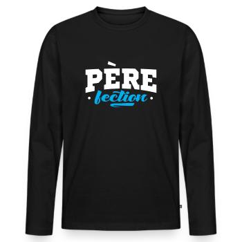 Father-fection - Men's Premium Organic Long Sleeve Shirt - black - Front - Nico (187cm)