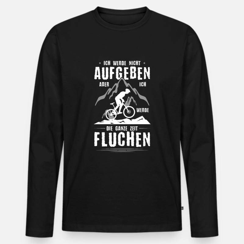 Ich werde nicht aufgeben aber Fluchen MTB Biker - Männer Premium Bio Langarmshirt - Schwarz