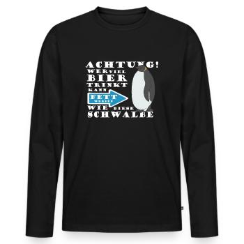 Quiconque boit beaucoup de bière grossit comme cette hirondelle - T-shirt manches longues Premium bio Homme - noir - Devant - Nico (187cm)