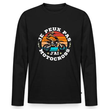 J'Peux Pas J'ai Motocross - T-shirt manches longues Premium bio Homme - noir - Devant - Nico (187cm)