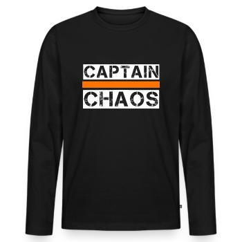 Capitaine chaos - T-shirt manches longues Premium bio Homme - noir - Devant - Nico (187cm)