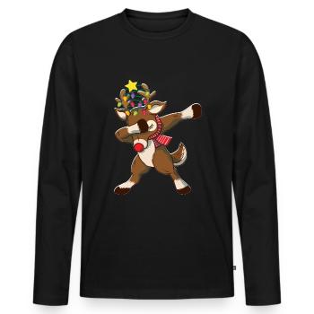 Dabbing Reindeer Santa Christmas - T-shirt manches longues Premium bio Homme - noir - Devant - Nico (187cm)