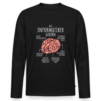 Informatiker Gehirn Programmierer Nerd IT Student - Männer Premium Bio Langarmshirt - Schwarz - Vorne - Nico (187cm)