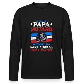 Papa Motard - T-shirt manches longues Premium bio Homme - noir - Devant - Nico (187cm)