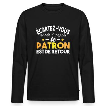 Patron Chef Leader Directeur Humour CEO - T-shirt manches longues Premium bio Homme - noir - Devant - Nico (187cm)