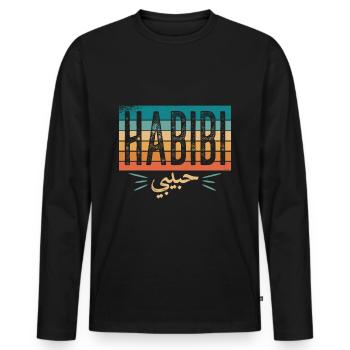 arabische Schrift Habibi Geschenkidee auf arabisch - Männer Premium Bio Langarmshirt - Schwarz - Vorne - Nico (187cm)