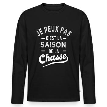 je peux pas saison chasse chasseur humour - T-shirt manches longues Premium bio Homme - noir - Devant - Nico (187cm)