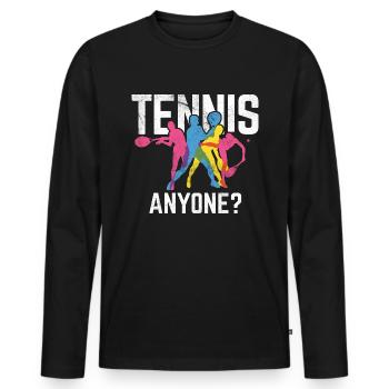 Tennisplatz Spruch Für Tennis - Männer Premium Bio Langarmshirt - Schwarz - Vorne - Nico (187cm)