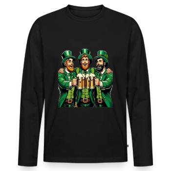 Santé entre amis - T-shirt manches longues Premium bio Homme - noir - Devant - Nico (187cm)