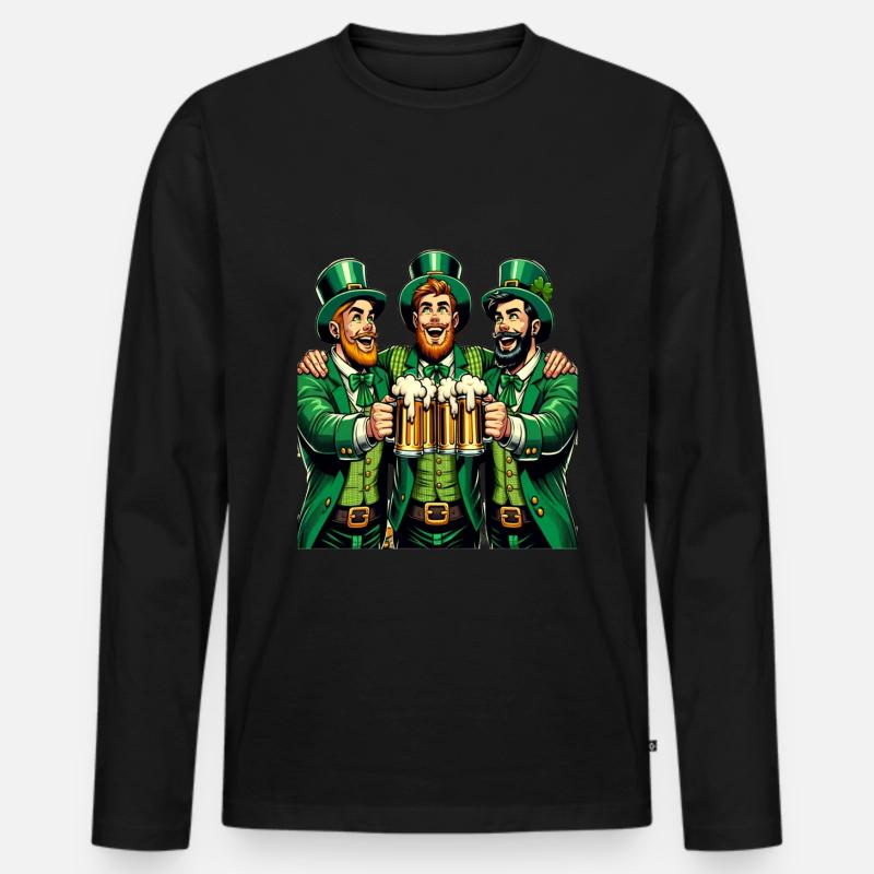 Prost mit Freunden - Männer Premium Bio Langarmshirt - Schwarz