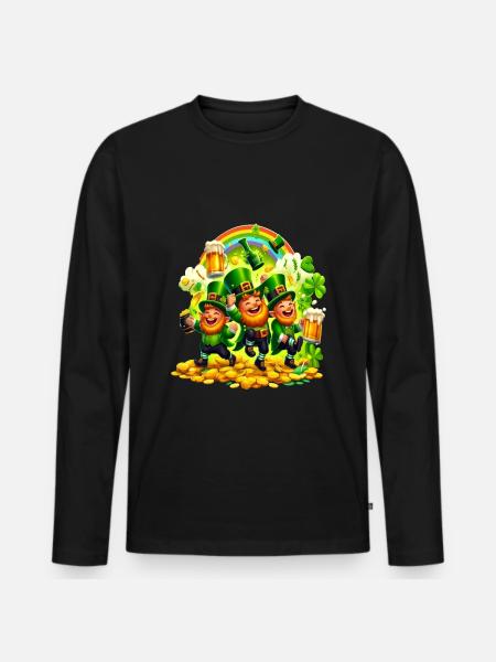 Rainbow Leprechaun (Irish Leprechaun) - Men's Premium Organic Long Sleeve Shirt - black