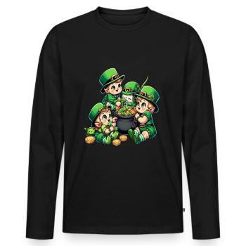 Happy Leprechaun (Irish Leprechaun) Bébés - T-shirt manches longues Premium bio Homme - noir - Devant - Nico (187cm)