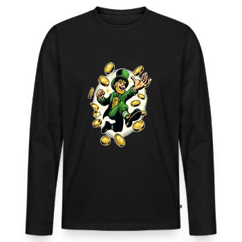 Lucky Leprechaun (Irish Leprechaun) - Men's Premium Organic Long Sleeve Shirt - black - Front - Nico (187cm)