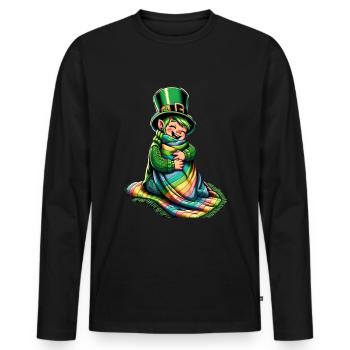 Gemütlicher Leprechaun (Irischer Kobold) - Männer Premium Bio Langarmshirt - Schwarz - Vorne - Nico (187cm)