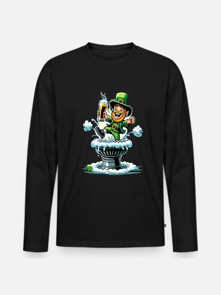 Leaping Leprechaun (Irish Leprechaun) - Men's Premium Organic Long Sleeve Shirt - black