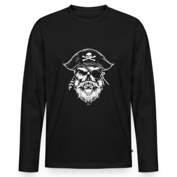 Pirate Skull - Men's Premium Organic Long Sleeve Shirt - black - Front - Nico (187cm)