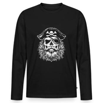 Pirate Skull - Men's Premium Organic Long Sleeve Shirt - black - Front - Nico (187cm)