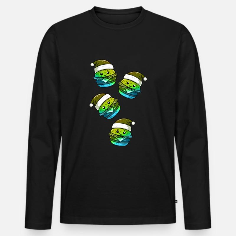 Burger Weihnachten Comic - Männer Premium Bio Langarmshirt - Schwarz