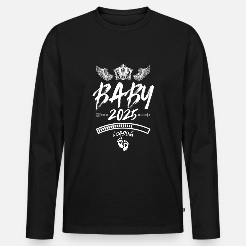Baby 2025 Loading Spruch - Männer Premium Bio Langarmshirt - Schwarz