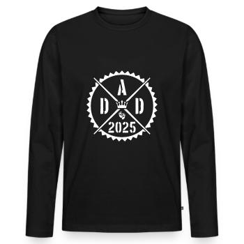 Papa 2025 Paternité Papa Dire - T-shirt manches longues Premium bio Homme - noir - Devant - Nico (187cm)