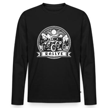 Vintage Oldtimer Rallye T-Shirt - Nostalgie Rennen - Männer Premium Bio Langarmshirt - Schwarz - Vorne - Nico (187cm)