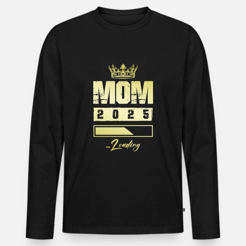 Mama 2025 Loading Mom - Männer Premium Bio Langarmshirt - Schwarz