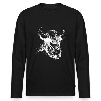 Viking Warrior Head - Men's Premium Organic Long Sleeve Shirt - black - Front - Nico (187cm)