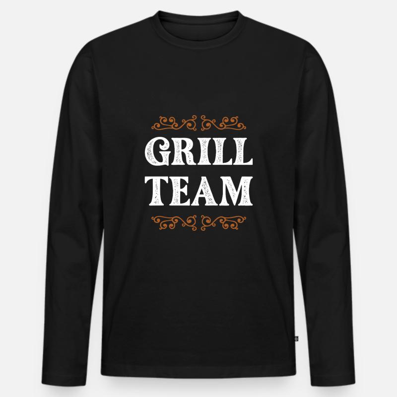 Grill Crew - Männer Premium Bio Langarmshirt - Schwarz