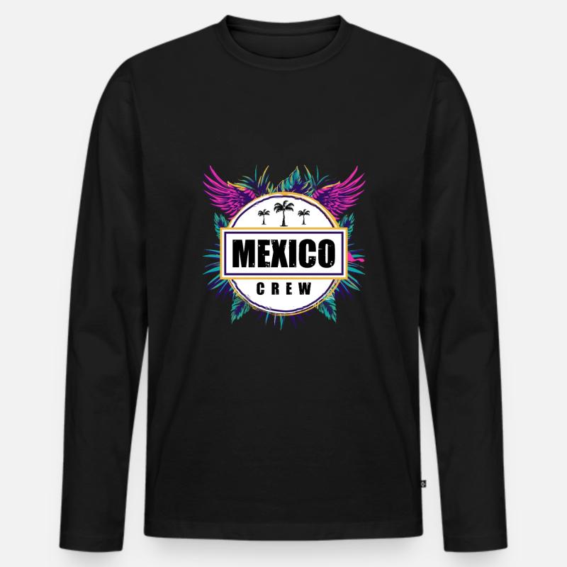 Mexiko Crew Tropisch - Männer Premium Bio Langarmshirt - Schwarz