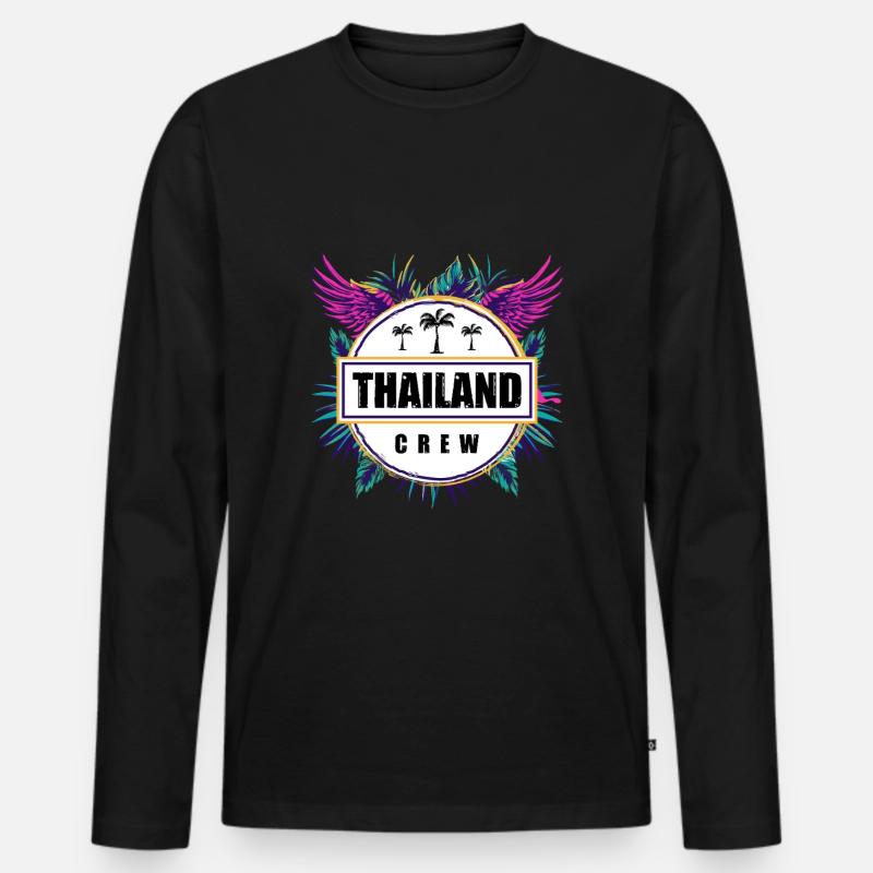 Thailand Crew Tropisch - Männer Premium Bio Langarmshirt - Schwarz