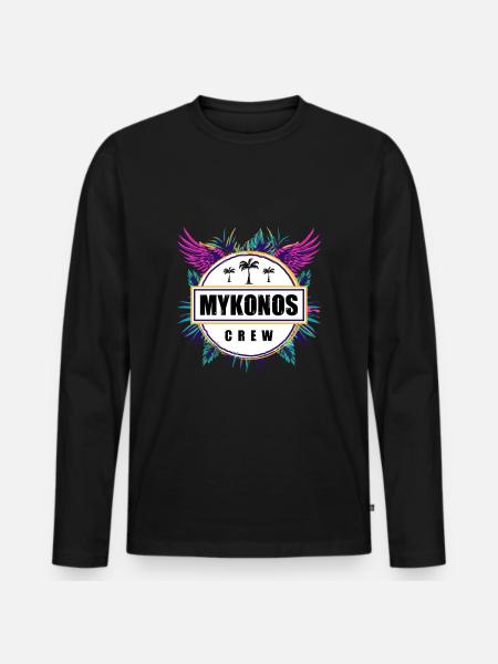 Mykonos Crew Tropisch - Männer Premium Bio Langarmshirt - Schwarz