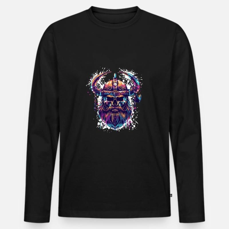 Wikinger Skelett - Männer Premium Bio Langarmshirt - Schwarz