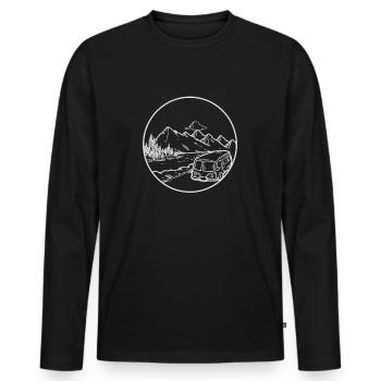 Camping-car Vintage camping car sortie de vacances - T-shirt manches longues Premium bio Homme - noir - Devant - Nico (187cm)