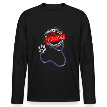 L'examen des animaux chez le vétérinaire aide l'amour des animaux - T-shirt manches longues Premium bio Homme - noir - Devant - Nico (187cm)