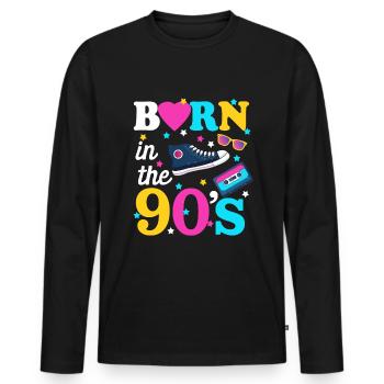 Né dans les années 90 j'adore danser - T-shirt manches longues Premium bio Homme - noir - Devant - Nico (187cm)