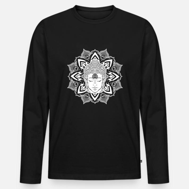 Buddha Mandala Symbol - Männer Premium Bio Langarmshirt - Schwarz