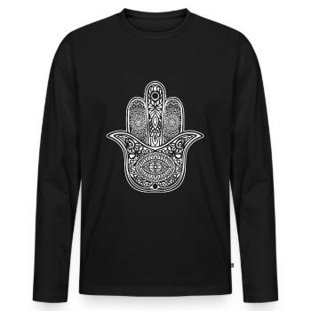Hamsa Khamsa Symbol I Yoga Hand Auge Mandala - Männer Premium Bio Langarmshirt - Schwarz - Vorne - Nico (187cm)