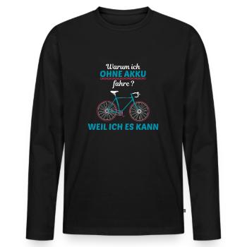 Road Bike Tshirt Biking Triathlon Training - Men's Premium Organic Long Sleeve Shirt - black - Front - Nico (187cm)
