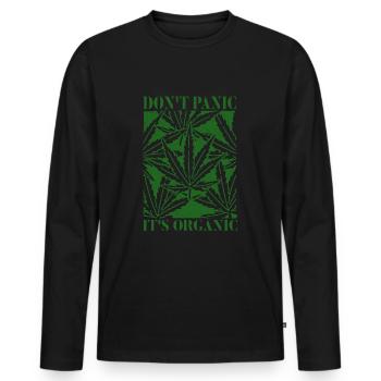 Weed smoking Stoner TShirt organic hemp - Men's Premium Organic Long Sleeve Shirt - black - Front - Nico (187cm)