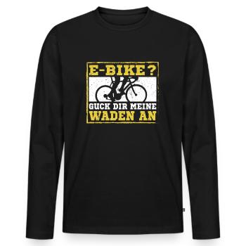 Pas d’Ebike cycliste entraîner mollets muscles - T-shirt manches longues Premium bio Homme - noir - Devant - Nico (187cm)