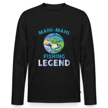 Mahi-Mahi Legend - Men's Premium Organic Long Sleeve Shirt - black - Front - Nico (187cm)